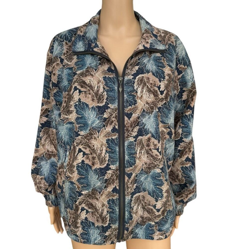Xposure silk vintage 100% silk front zip bomber jacket size M